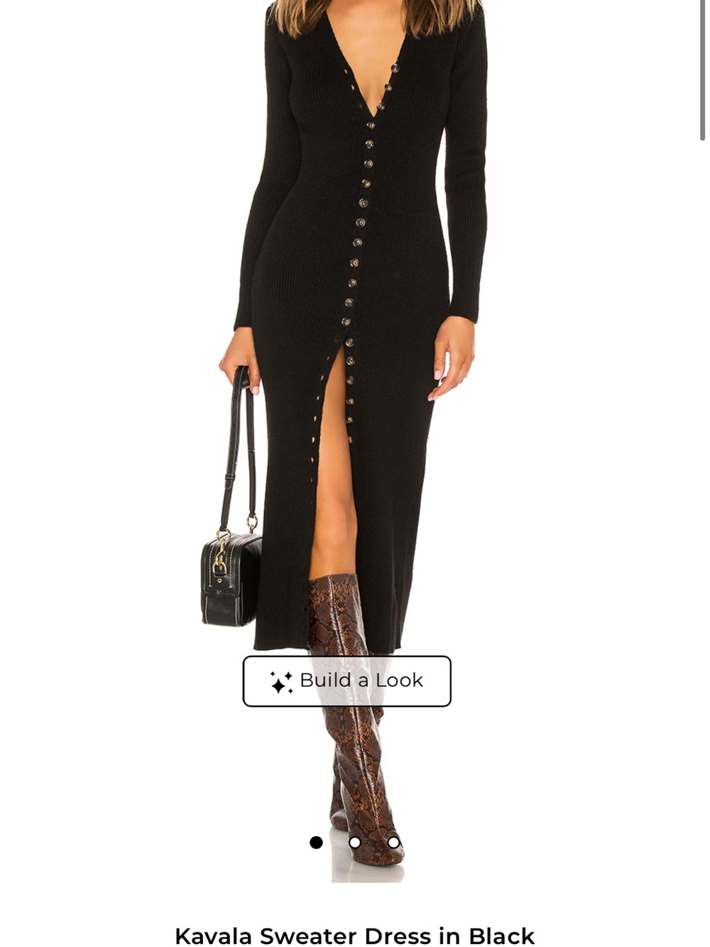 LPA Black Button-Front Maxi Sweater Dress